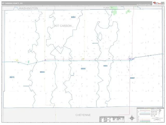 Kit Carson County, CO ZIP Code Wall Map, Classic style