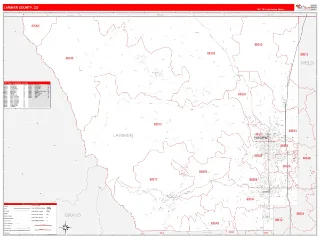 Larimer County, CO RedLine style ZIP Code wall map