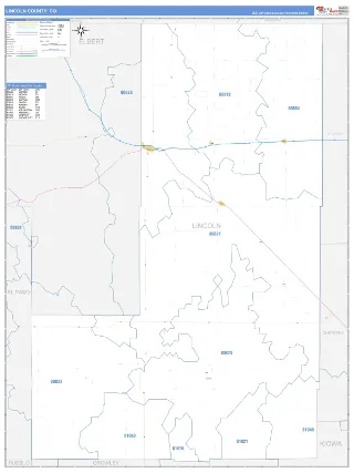 Lincoln County, CO Business Reference style ZIP Code wall map