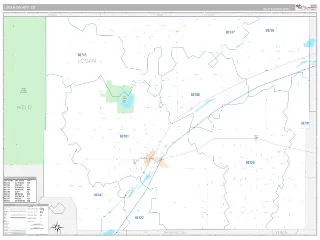 Logan County, CO Classic style ZIP Code wall map