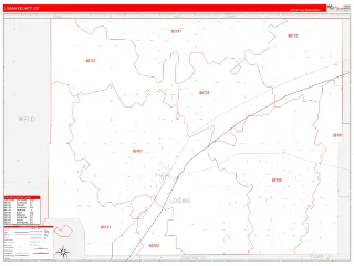 Logan County, CO RedLine style ZIP Code wall map