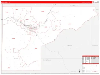 Mesa County, CO RedLine style ZIP Code wall map