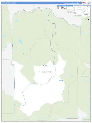 Mineral County, CO Business Reference style ZIP Code wall map
