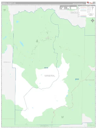 Mineral County, CO Classic style ZIP Code wall map