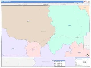 Moffat County, CO ColorCast style ZIP Code wall map