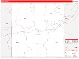 Morgan County, CO RedLine style ZIP Code wall map