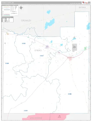 Otero County, CO Classic style ZIP Code wall map