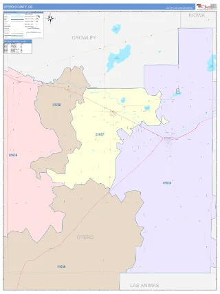 Otero County, CO ColorCast style ZIP Code wall map