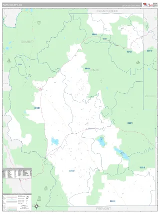 Park County, CO Classic style ZIP Code wall map