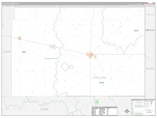 Phillips County, CO Classic style ZIP Code wall map