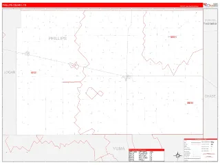 Phillips County, CO RedLine style ZIP Code wall map