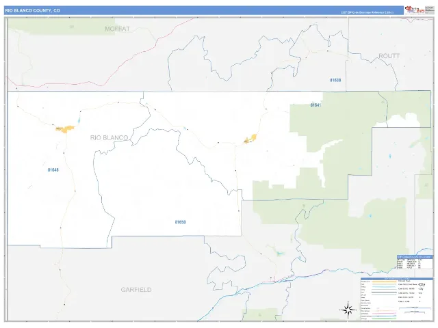 Rio Blanco County, CO ZIP Code Wall Map, Business Reference style