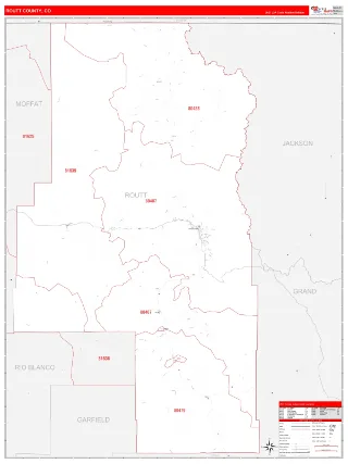 Routt County, CO RedLine style ZIP Code wall map