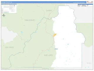 San Juan County, CO Business Reference style ZIP Code wall map