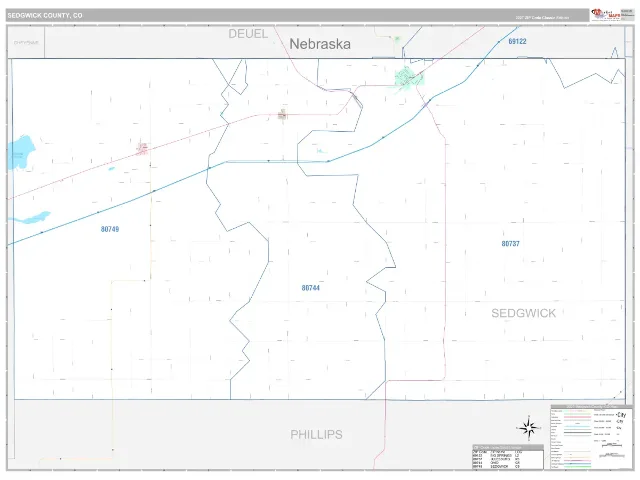Sedgwick County, CO ZIP Code Wall Map, Classic style