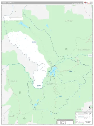 Summit County, CO Classic style ZIP Code wall map