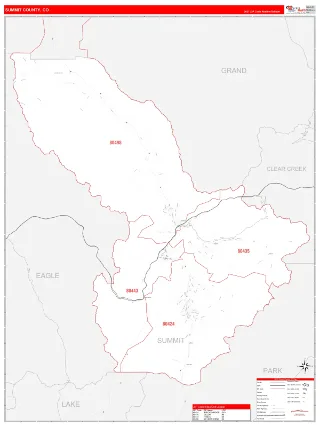 Summit County, CO RedLine style ZIP Code wall map