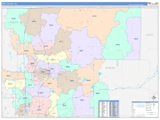 Weld County, CO ColorCast style ZIP Code wall map