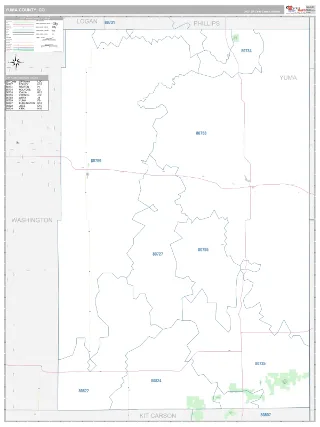 Yuma County, CO Classic style ZIP Code wall map