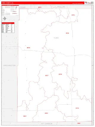 Yuma County, CO RedLine style ZIP Code wall map