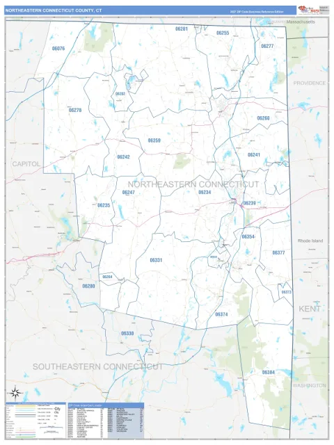 Northeastern Connecticut County, CT map