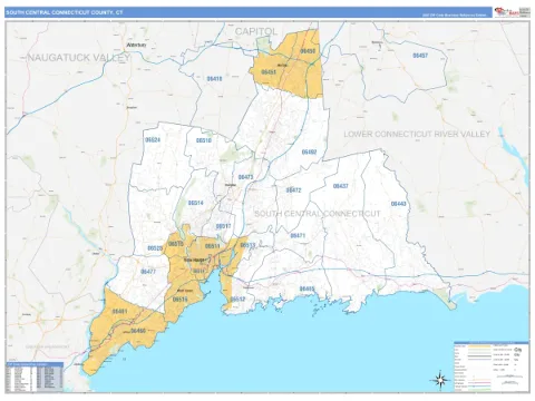 South Central Connecticut County, CT map