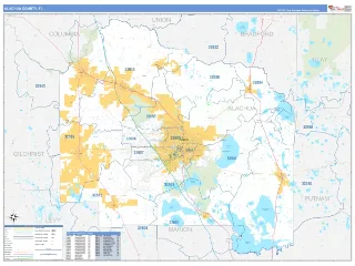 Alachua County, FL Business Reference style ZIP Code wall map