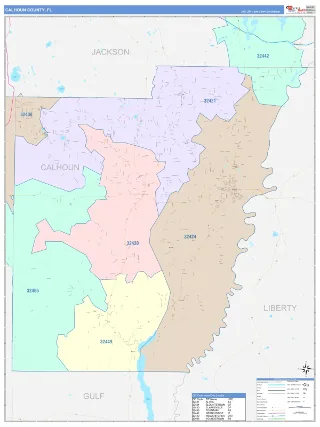 Calhoun County, FL ColorCast style ZIP Code wall map