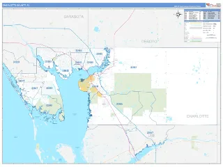 Charlotte County, FL Business Reference style ZIP Code wall map