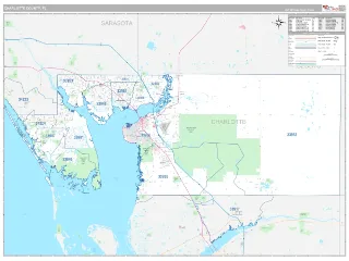 Charlotte County, FL Classic style ZIP Code wall map