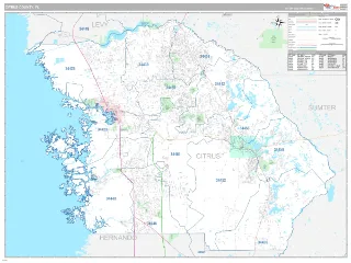 Citrus County, FL Classic style ZIP Code wall map