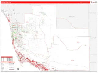 Collier County, FL RedLine style ZIP Code wall map