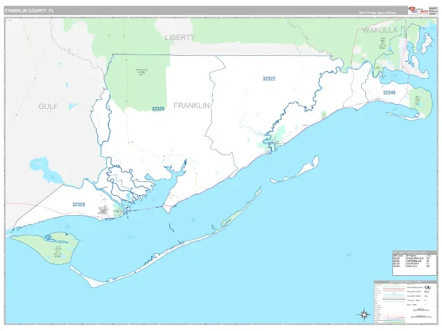 Franklin County, FL ZIP Code Wall Map, Classic style