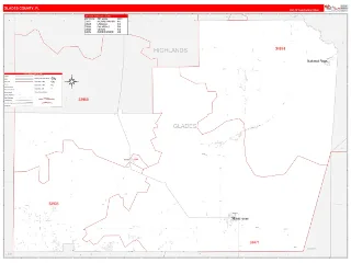 Glades County, FL RedLine style ZIP Code wall map