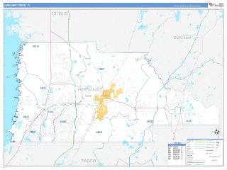 Hernando County, FL Business Reference style ZIP Code wall map