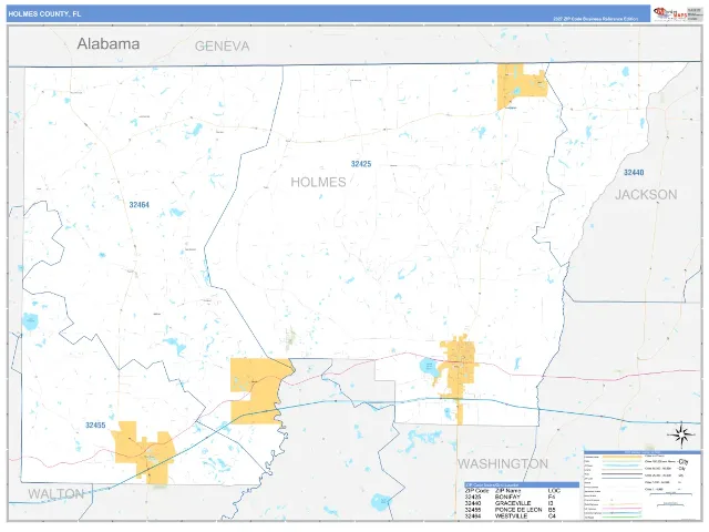 Holmes County, FL ZIP Code Wall Map, Business Reference style