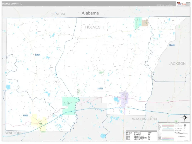 Holmes County, FL ZIP Code Wall Map, Classic style