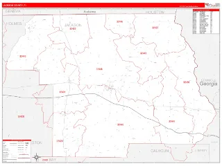 Jackson County, FL RedLine style ZIP Code wall map