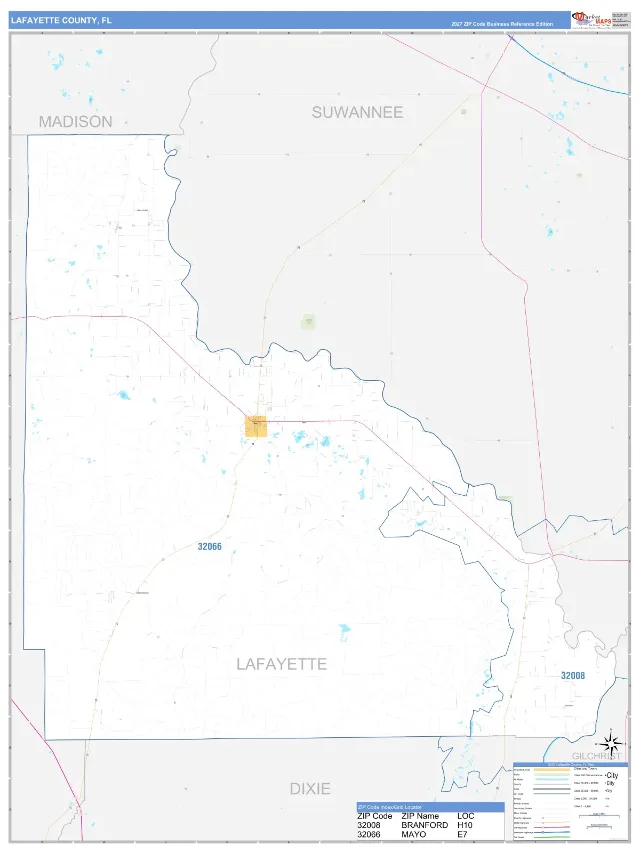 Lafayette County, FL ZIP Code Wall Map, Business Reference style