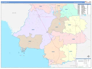 Levy County, FL ColorCast style ZIP Code wall map