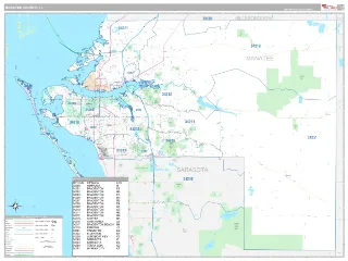 Manatee County, FL Classic style ZIP Code wall map