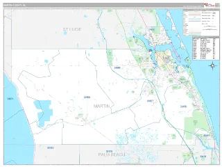 Martin County, FL Classic style ZIP Code wall map