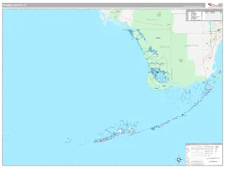 Monroe County, FL Classic style ZIP Code wall map