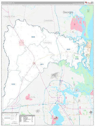 Nassau County, FL Classic style ZIP Code wall map