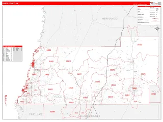 Pasco County, FL RedLine style ZIP Code wall map