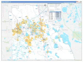 Polk County, FL Business Reference style ZIP Code wall map