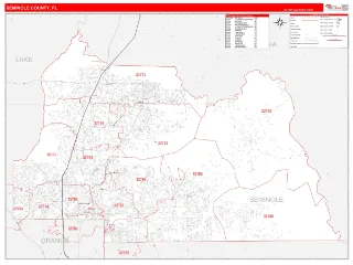 Seminole County, FL RedLine style ZIP Code wall map