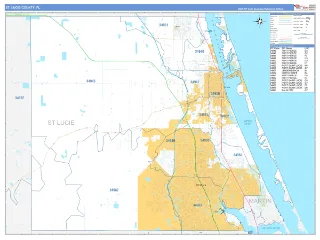 St. Lucie County, FL Business Reference style ZIP Code wall map