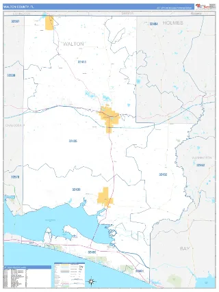 Walton County, FL Business Reference style ZIP Code wall map