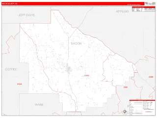 Bacon County, GA RedLine style ZIP Code wall map